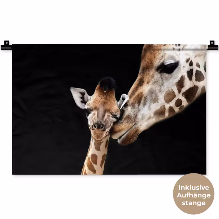 Giraffe - Dieren - Zwart - Portret - Dieren Wandkleed katoen klein -t3d_DE