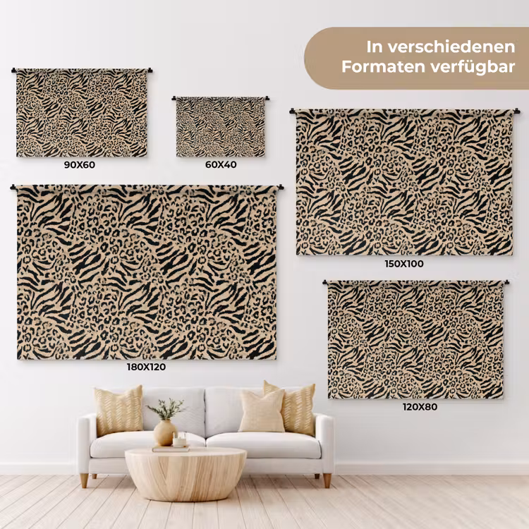 Giraf - Zebra - Motief - Bruin Wandkleed katoen klein 269 -tsfeer8_DE