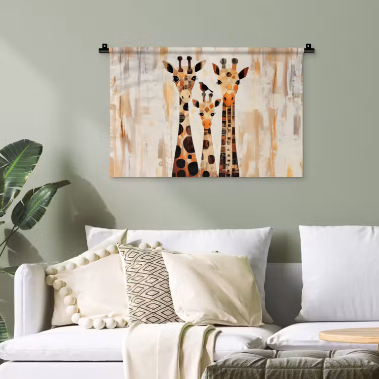 Giraffen - Cartoon - Crème Wandkleed katoen klein -sfeer7