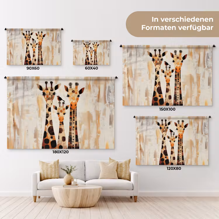 Giraffen - Cartoon - Crème Wandkleed katoen klein -tsfeer8_DE