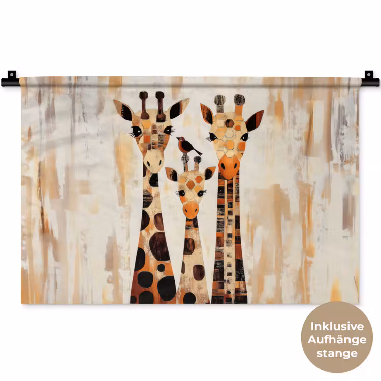 Giraffen - Cartoon - Crème Wandkleed katoen klein -t3d_DE