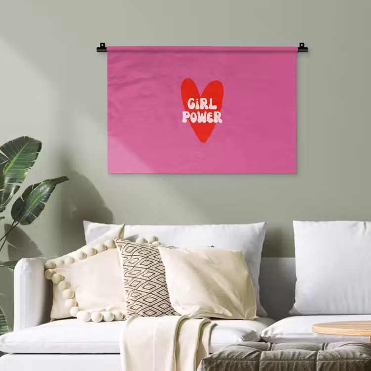 Girl power - Hart - Roze - Rood Wandkleed katoen klein -sfeer7
