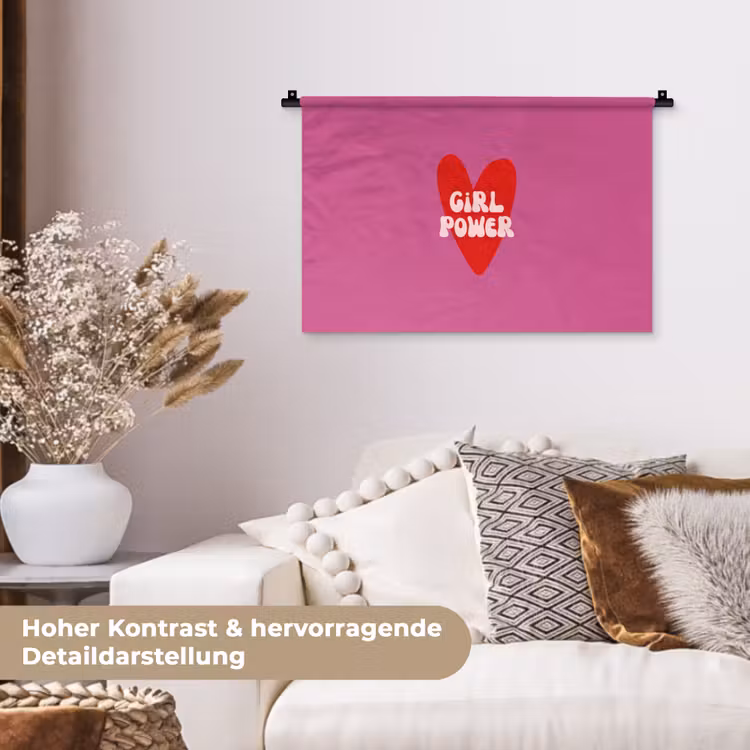 Girl power - Hart - Roze - Rood Wandkleed katoen klein -tsfeer1_DE