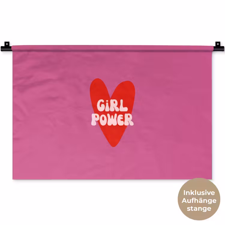 Girl power - Hart - Roze - Rood Wandkleed katoen klein -t3d_DE