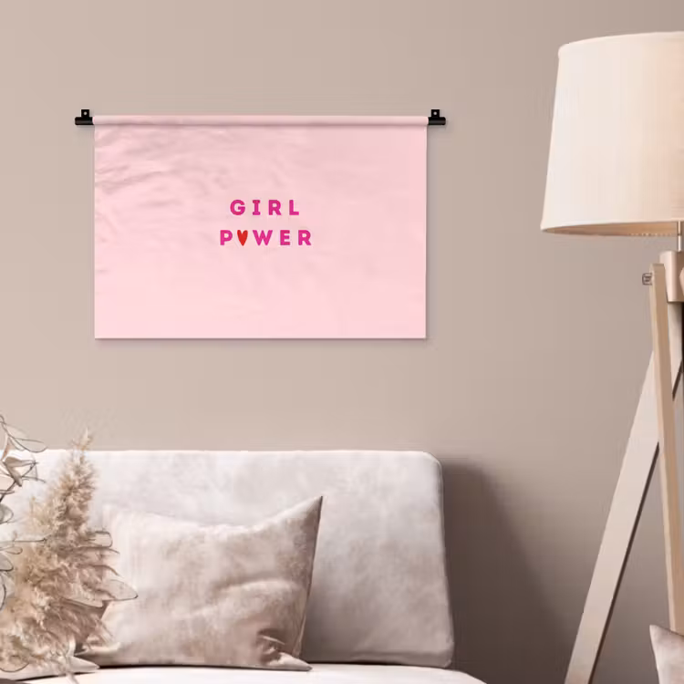 Girl power - Roze - Hartje Wandkleed katoen klein -sfeer4