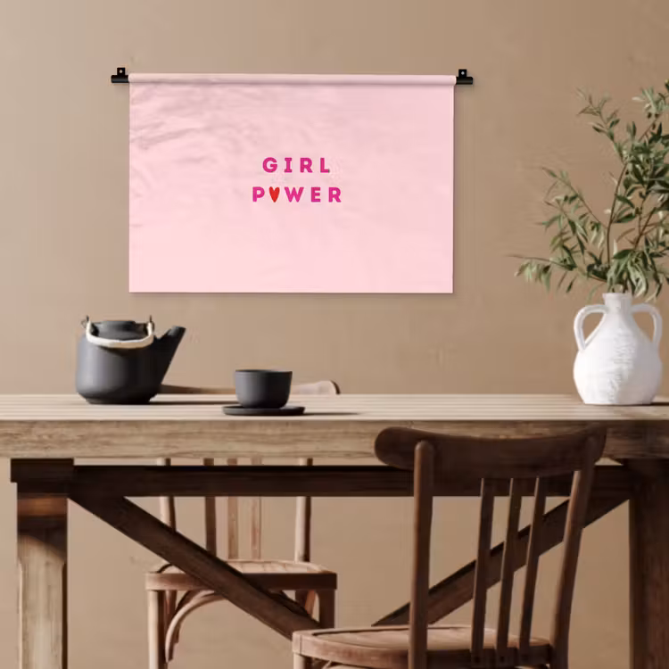 Girl power - Roze - Hartje Wandkleed katoen klein -sfeer6