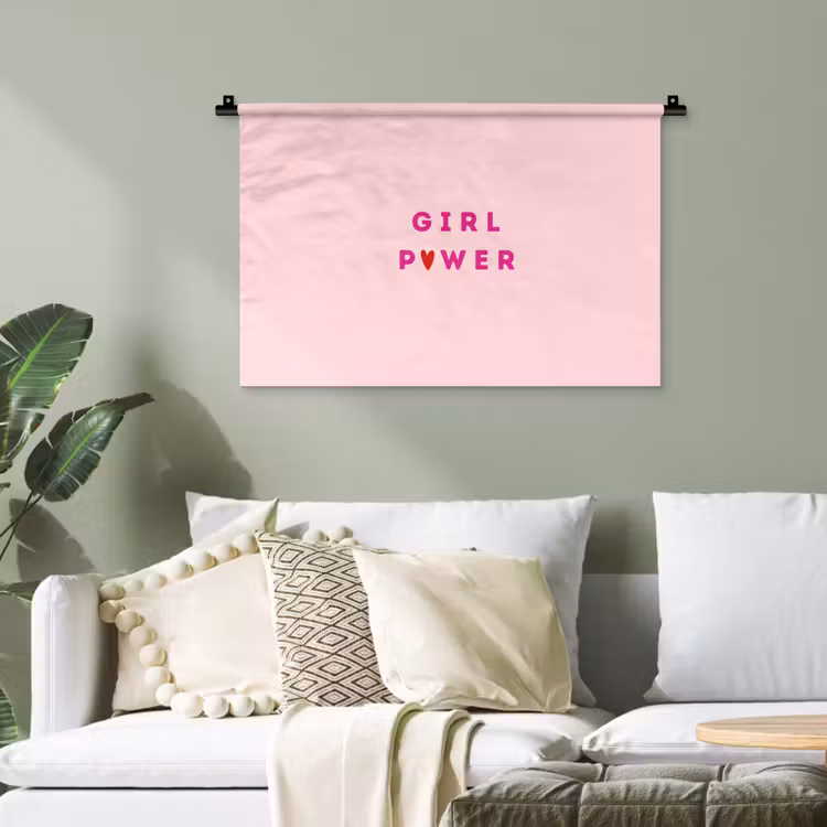 Girl power - Roze - Hartje Wandkleed katoen klein -sfeer7