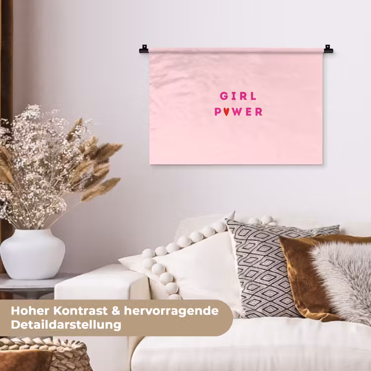Girl power - Roze - Hartje Wandkleed katoen klein -tsfeer1_DE