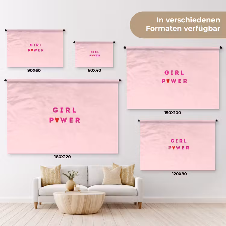 Girl power - Roze - Hartje Wandkleed katoen klein -tsfeer8_DE