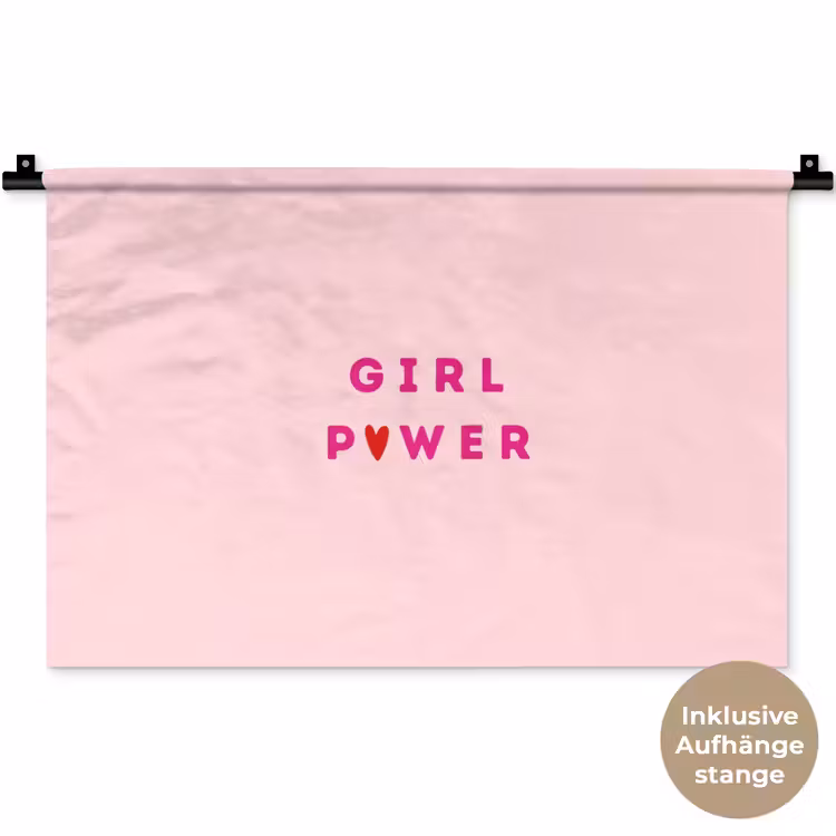 Girl power - Roze - Hartje Wandkleed katoen klein -t3d_DE