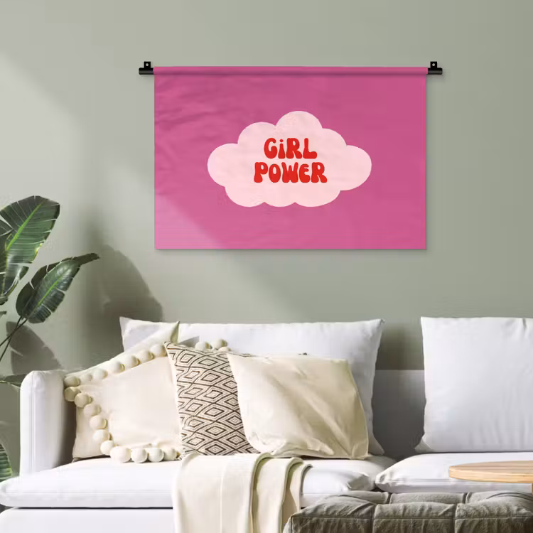 Girl power - Wolk - Roze Wandkleed katoen klein -sfeer7