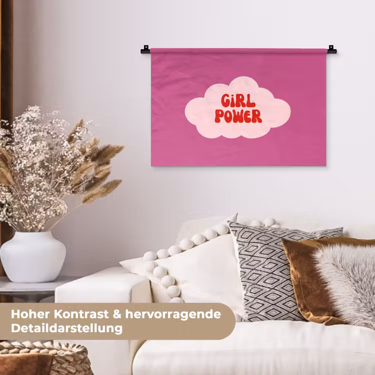 Girl power - Wolk - Roze Wandkleed katoen klein -tsfeer1_DE