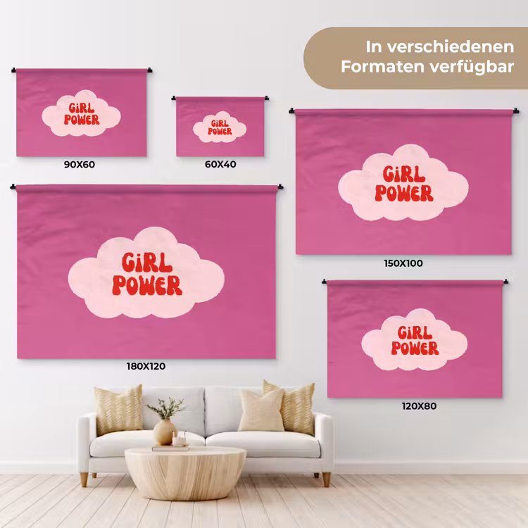 Girl power - Wolk - Roze Wandkleed katoen klein -tsfeer8_DE