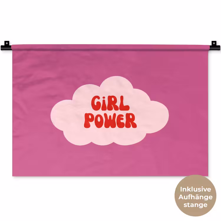 Girl power - Wolk - Roze Wandkleed katoen klein -t3d_DE