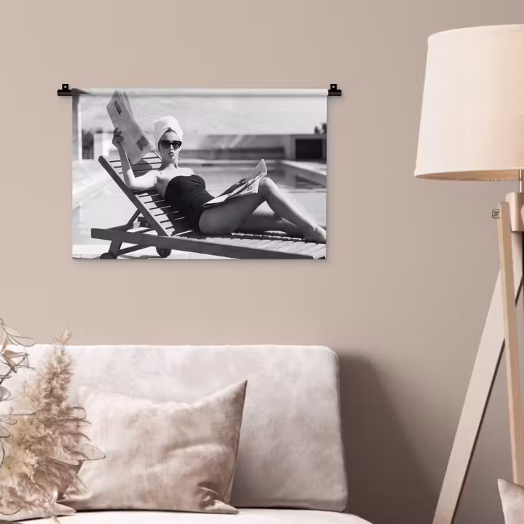 Glamour - Modern - Zwart - Wit Wandkleed katoen klein -sfeer4