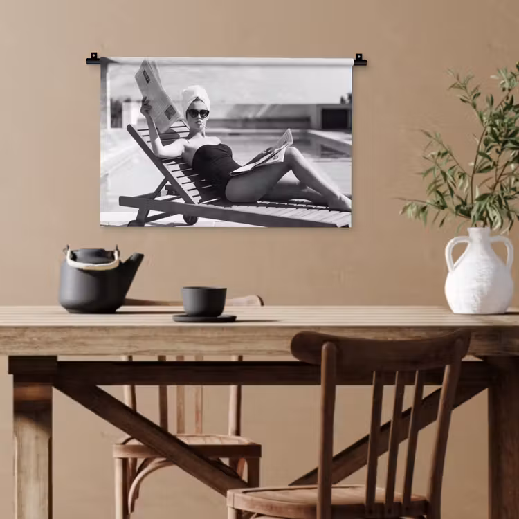 Glamour - Modern - Zwart - Wit Wandkleed katoen klein -sfeer6