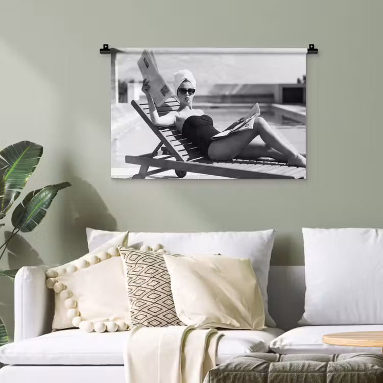 Glamour - Modern - Zwart - Wit Wandkleed katoen klein -sfeer7