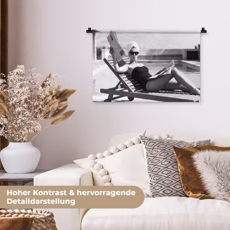 Glamour - Modern - Zwart - Wit Wandkleed katoen klein -tsfeer1_DE