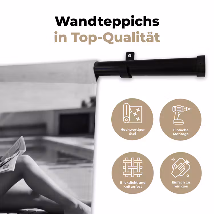 Glamour - Modern - Zwart - Wit Wandkleed katoen klein -tsfeer2_DE