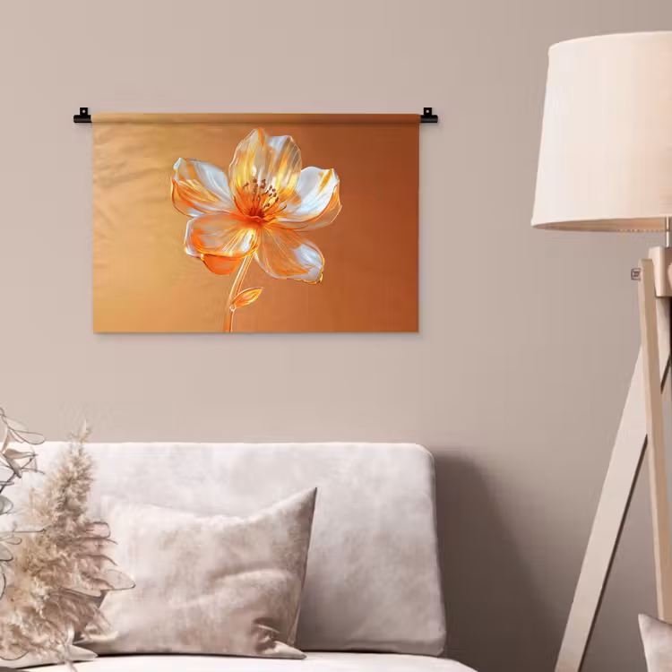 Glazen - Bloem - Oranje Wandkleed katoen klein -sfeer4