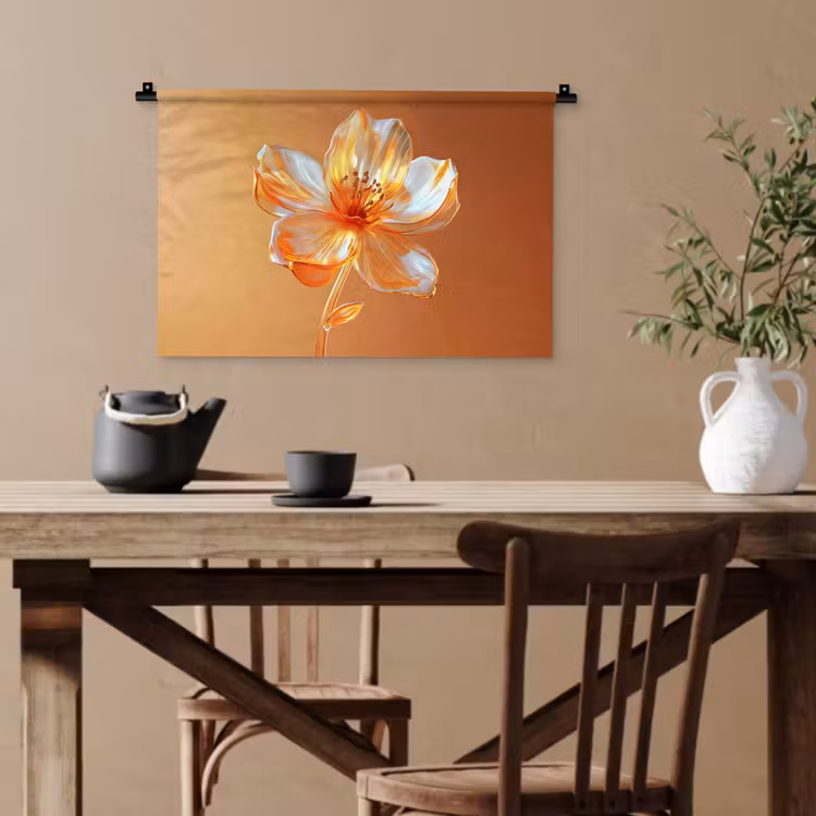 Glazen - Bloem - Oranje Wandkleed katoen klein -sfeer6