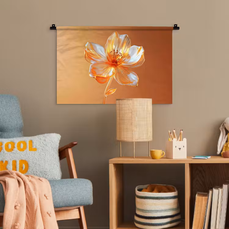 Glazen - Bloem - Oranje Wandkleed katoen klein -wsfeer4_kind