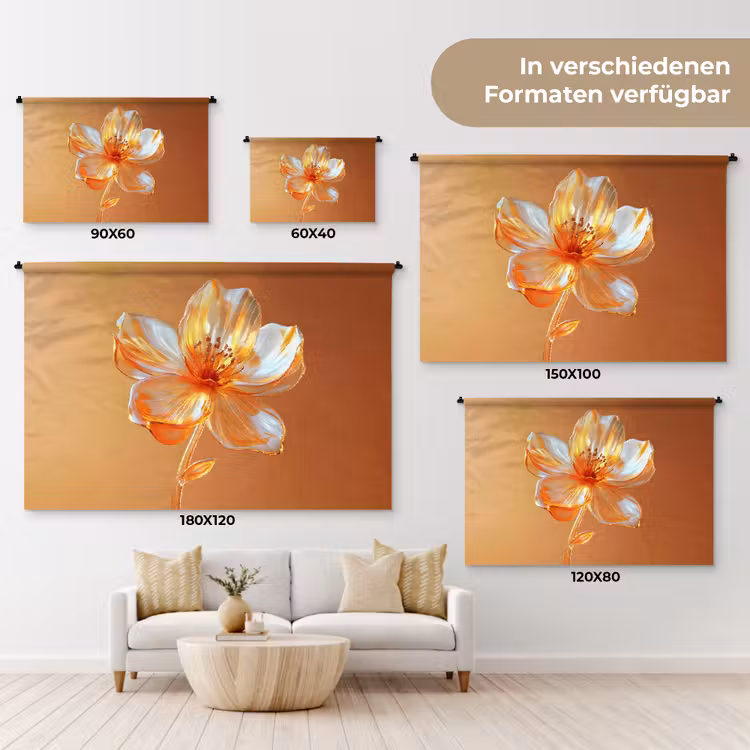 Glazen - Bloem - Oranje Wandkleed katoen klein -tsfeer8_DE