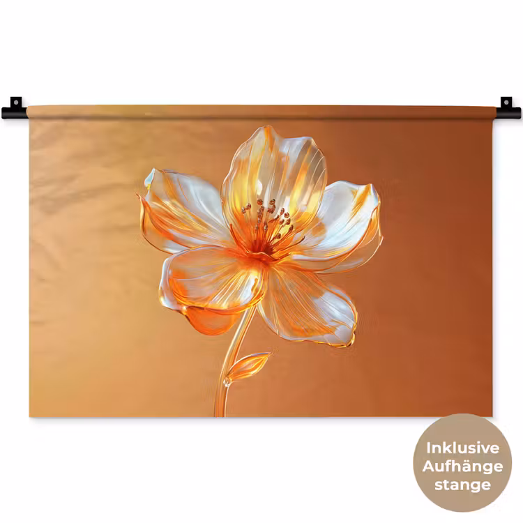 Glazen - Bloem - Oranje Wandkleed katoen klein -t3d_DE