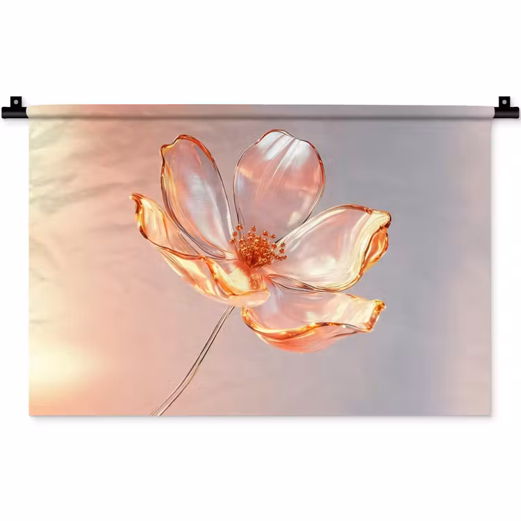 Glazen - Bloem - Roze Wandkleed katoen klein -zz3d