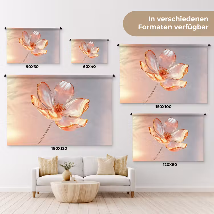 Glazen - Bloem - Roze Wandkleed katoen klein -tsfeer8_DE