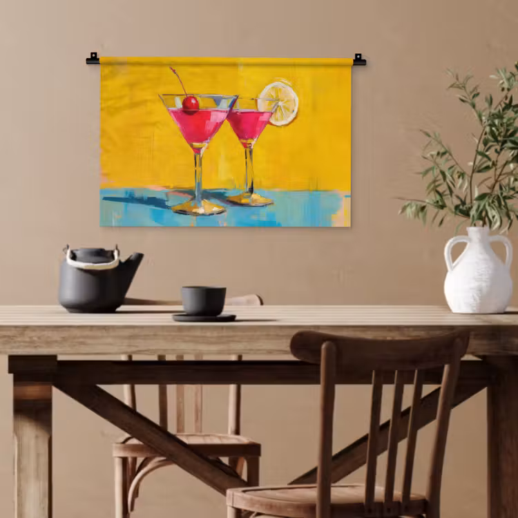 Glazen - Cocktail - Citroen - Kers Wandkleed katoen klein -sfeer6