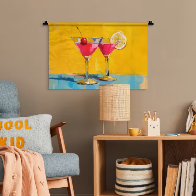 Glazen - Cocktail - Citroen - Kers Wandkleed katoen klein -wsfeer4_kind