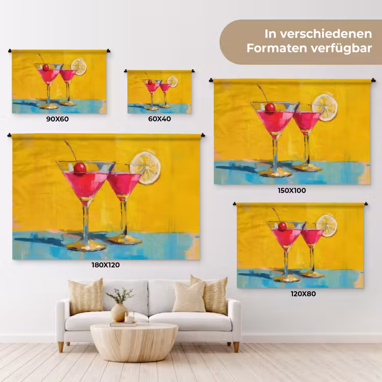 Glazen - Cocktail - Citroen - Kers Wandkleed katoen klein -tsfeer8_DE
