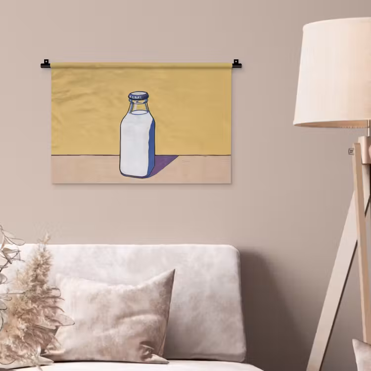 Glazen - Fles - Illustratie - Melk Wandkleed katoen klein -sfeer4