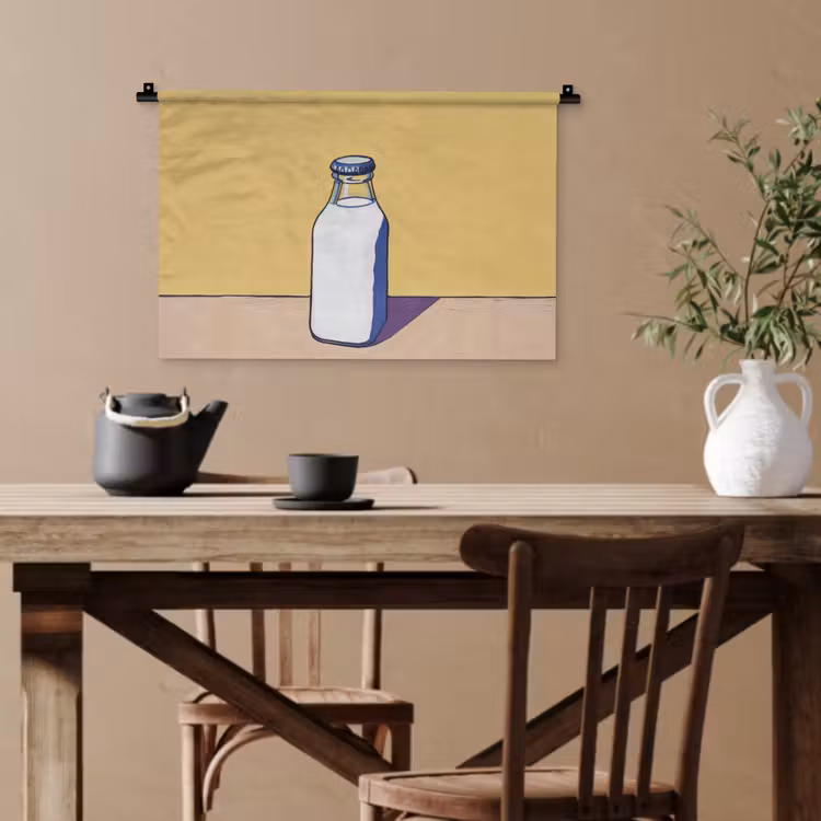 Glazen - Fles - Illustratie - Melk Wandkleed katoen klein -sfeer6