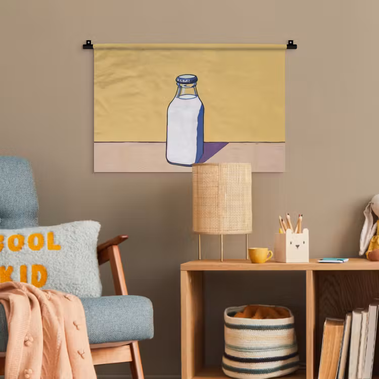Glazen - Fles - Illustratie - Melk Wandkleed katoen klein -wsfeer4_kind