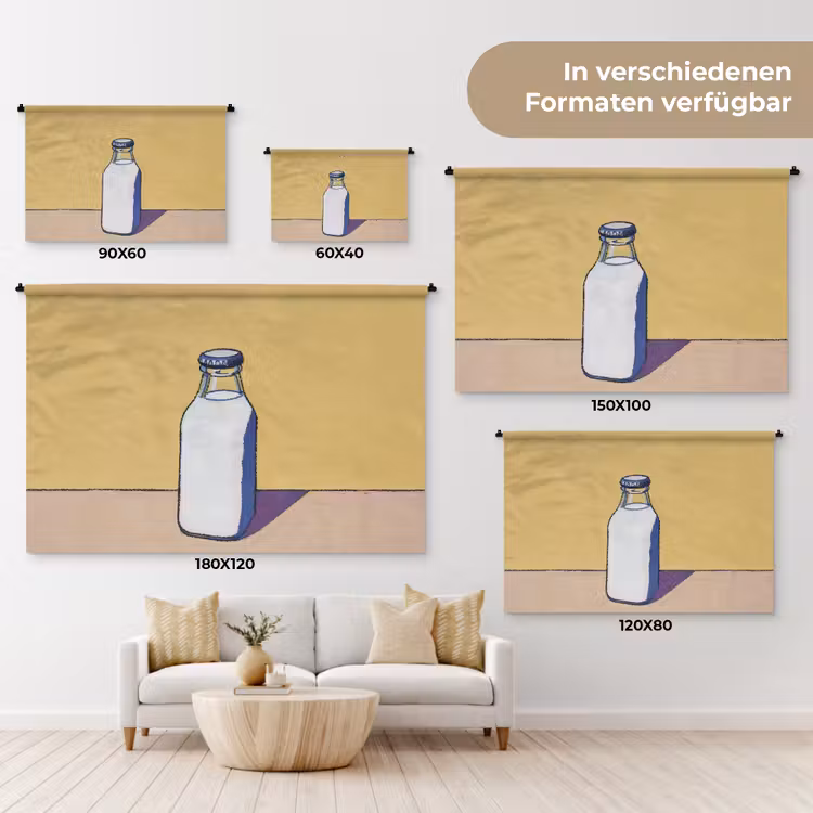 Glazen - Fles - Illustratie - Melk Wandkleed katoen klein -tsfeer8_DE