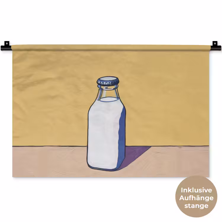 Glazen - Fles - Illustratie - Melk Wandkleed katoen klein -t3d_DE