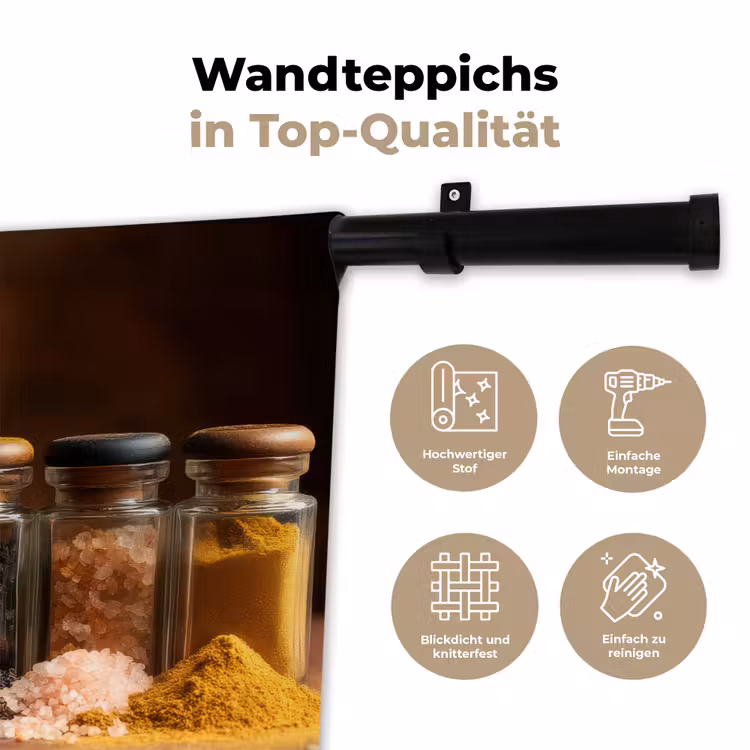 Potjes - Kruiden - Specerijen - Korrels Wandkleed katoen klein -tsfeer2_DE