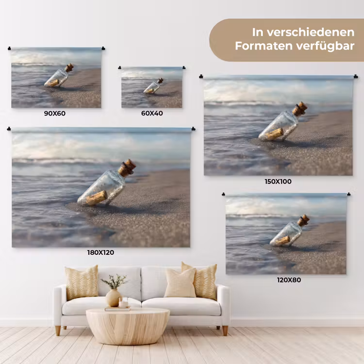 Glazenfles - Post - Zee - Zand Wandkleed katoen klein -tsfeer8_DE