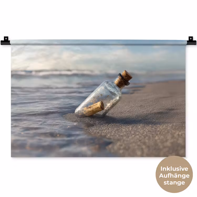 Glazenfles - Post - Zee - Zand Wandkleed katoen klein -t3d_DE