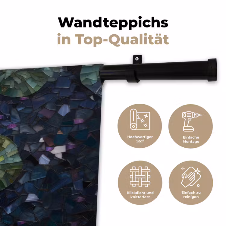 Glasstukjes - Leliebladeren - Vis - Oranje Wandkleed katoen klein -tsfeer2_DE