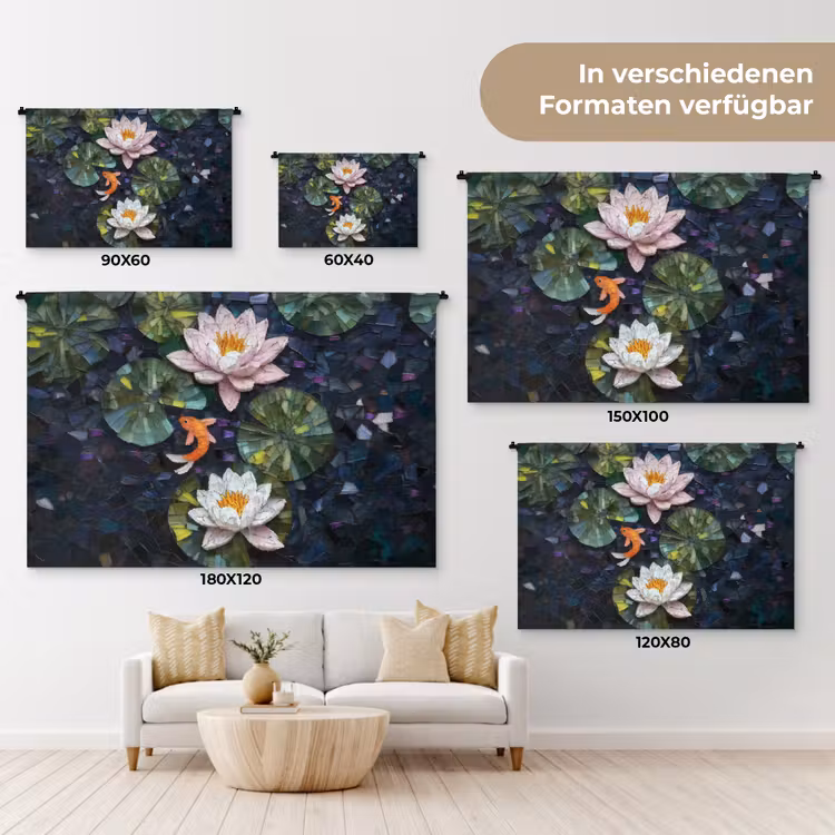 Glasstukjes - Leliebladeren - Vis - Oranje Wandkleed katoen klein -tsfeer8_DE