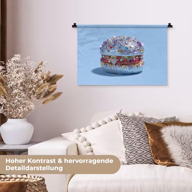 Glitters - Hamburger - Blauw Wandkleed katoen klein -tsfeer1_DE