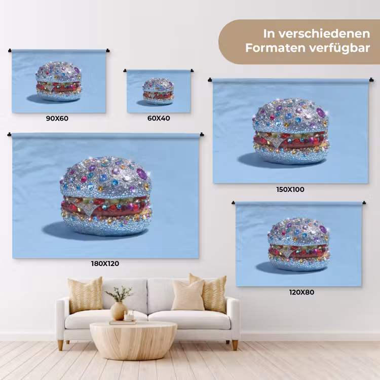 Glitters - Hamburger - Blauw Wandkleed katoen klein -tsfeer8_DE