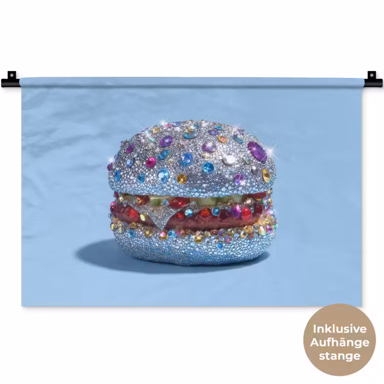 Glitters - Hamburger - Blauw Wandkleed katoen klein -t3d_DE
