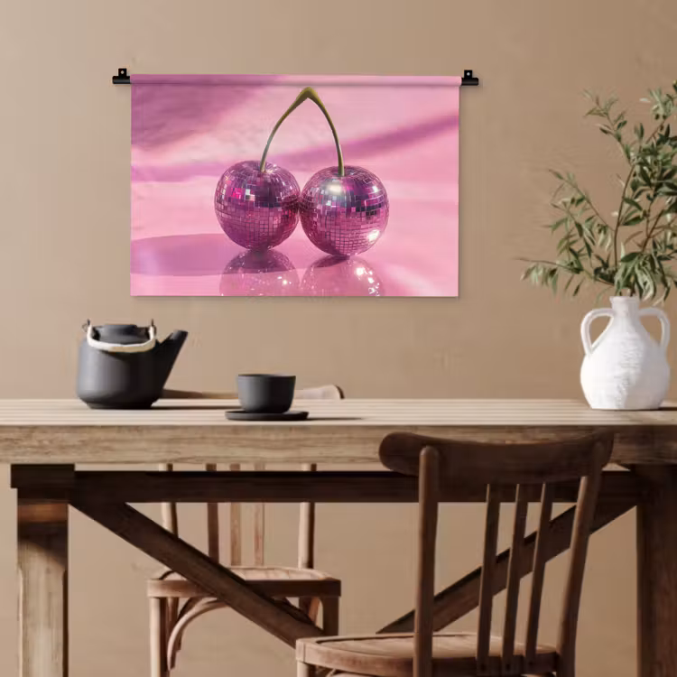 Glitter - Discobol - Roze - Kersen Wandkleed katoen klein -sfeer6