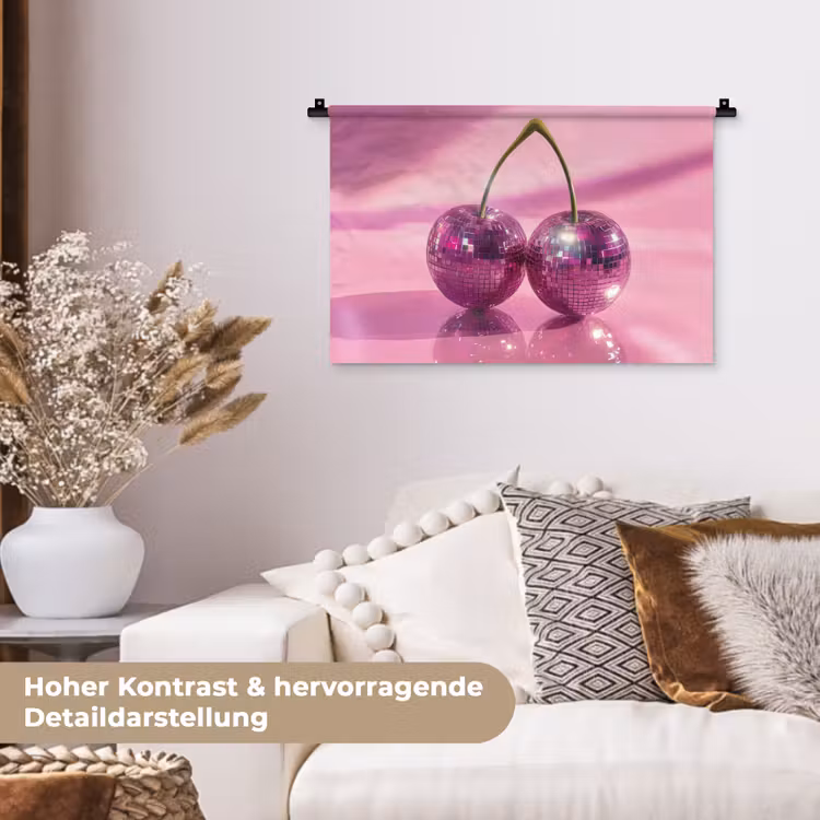 Glitter - Discobol - Roze - Kersen Wandkleed katoen klein -tsfeer1_DE