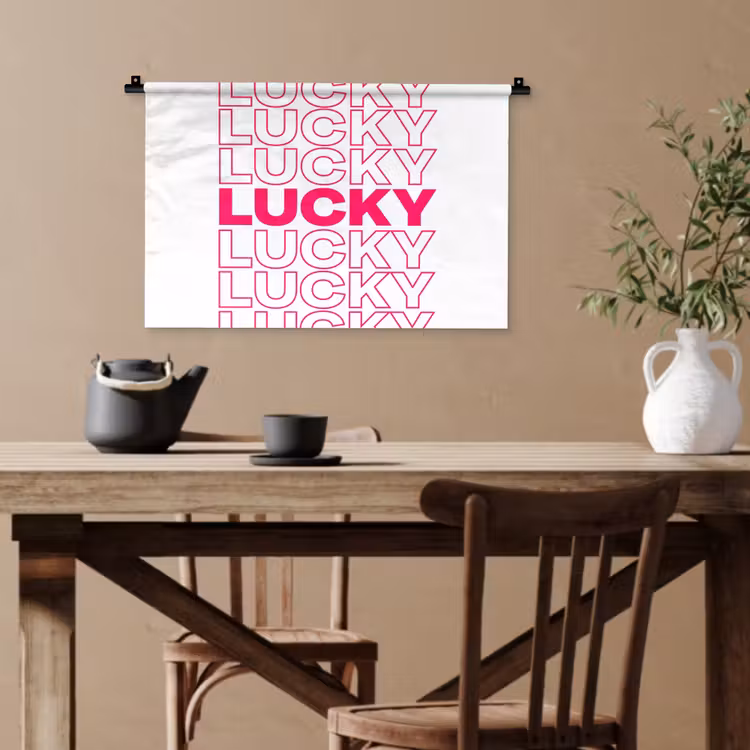 Lucky - Roze - Patroon Wandkleed katoen klein -sfeer6