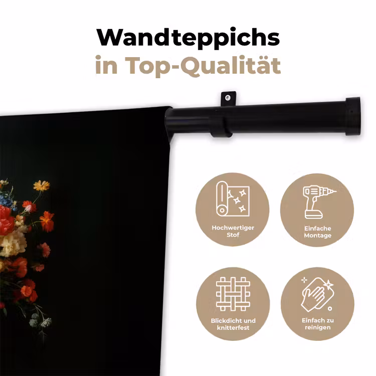 Goud - Bloemen - Kleuren - Vaas Wandkleed katoen klein -tsfeer2_DE